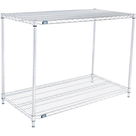 Nexel 2 Shelf, Chrome Wire Shelving Unit, Starter, 48inW x 24inD x 34inH B3124407